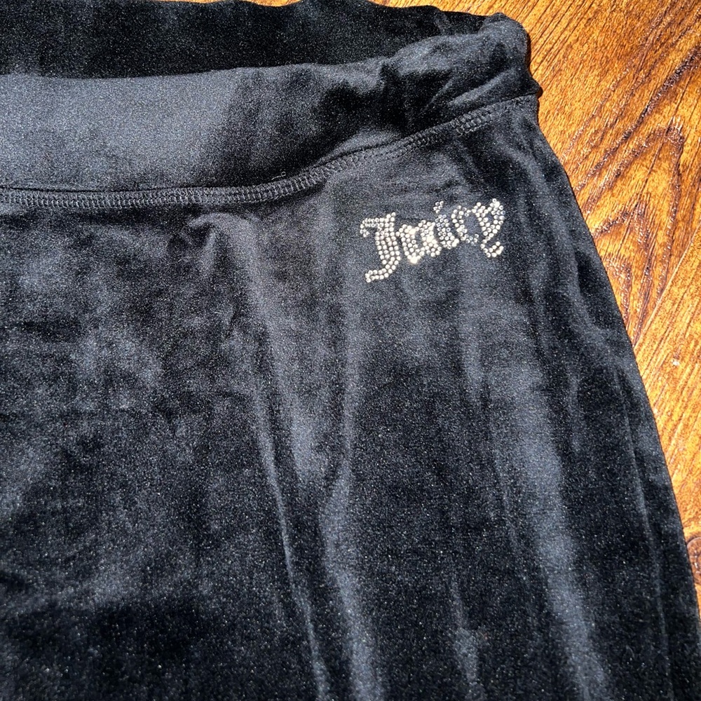 Juicy Couture Black Velour Silver Bling Tracksuit Top-XXL Bottoms- L - Picture 7 of 15